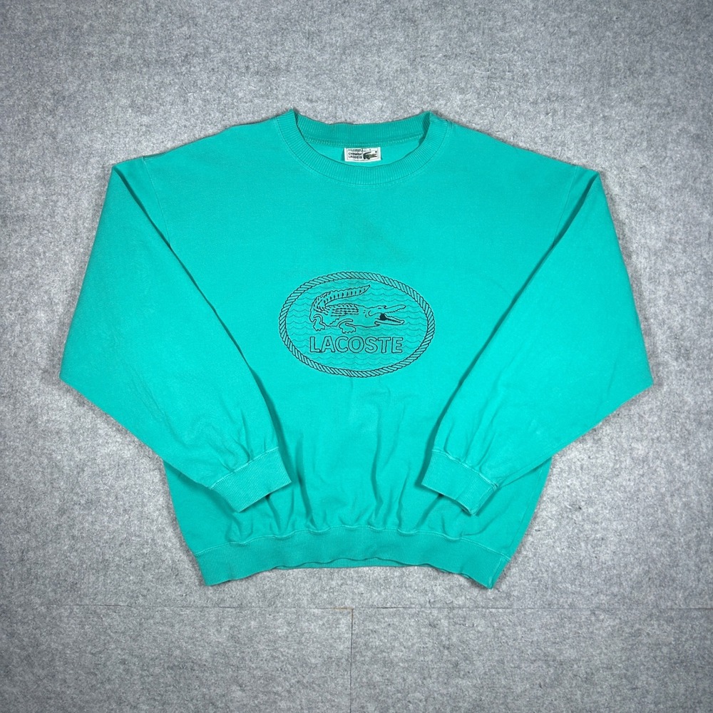 Vintage Chemise Lacoste Sweatshirt Mens‎ 5 Teal Vintage Made in France 1980s